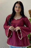 WOMEN MAROON EMBROIDERED KURTI💕