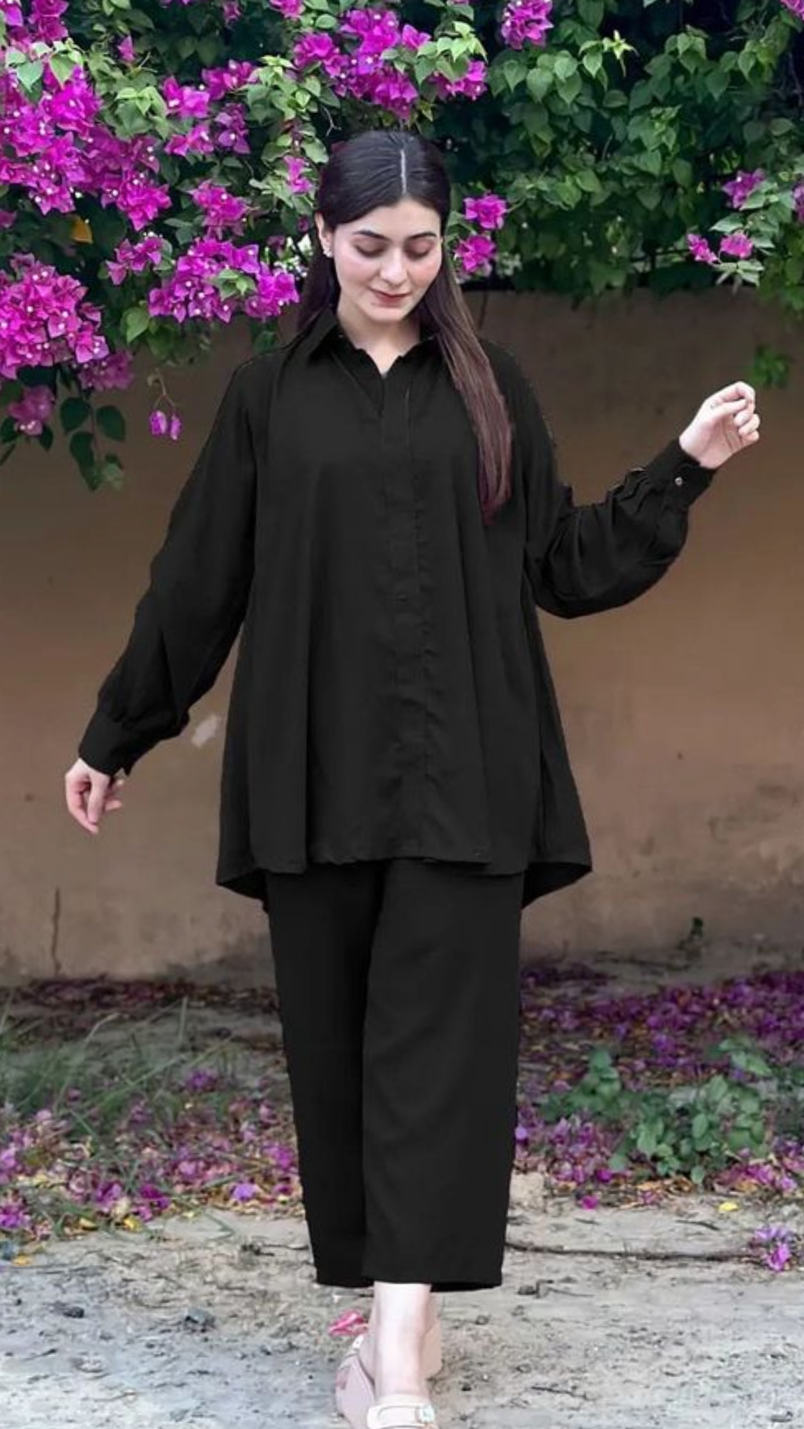 Women Black Short Kurti with Trouser