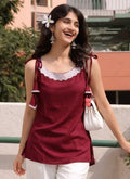 SLEEVELESS MAROON COLOUR SHORT KURTI
